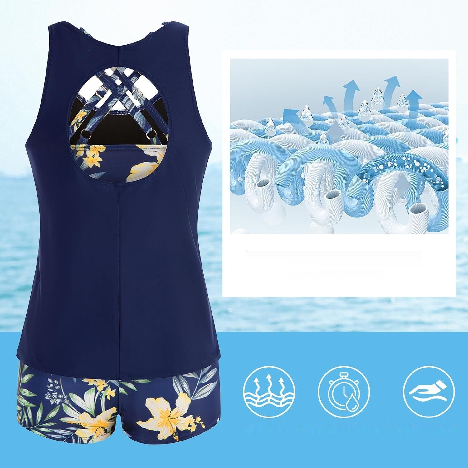 JASAMBAC Tankini 3-częściowy – kostium kąpielowy damski