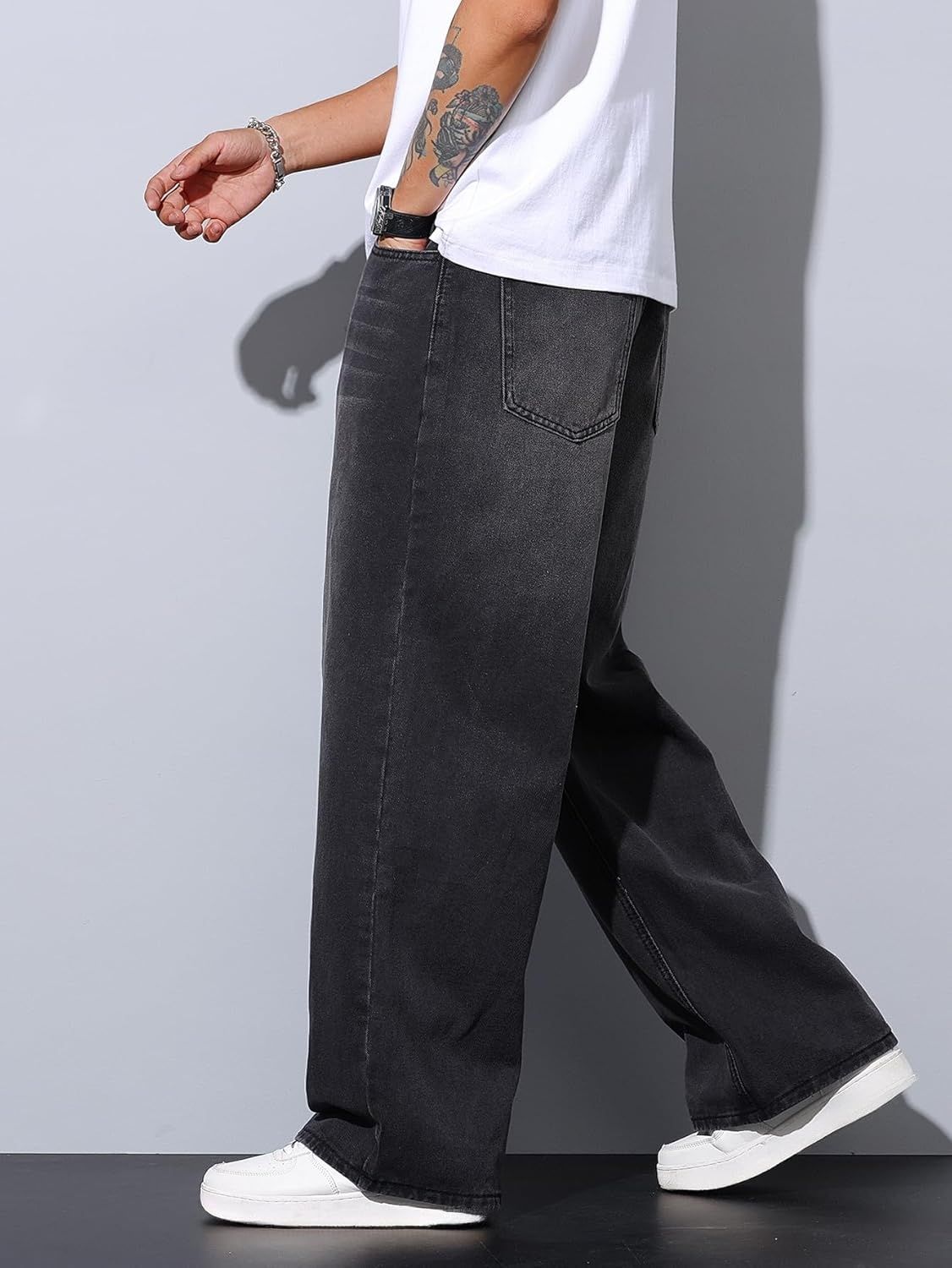 Zewool jeansy baggy hip-hop dla mężczyzn, szerokie spodnie skejterskie