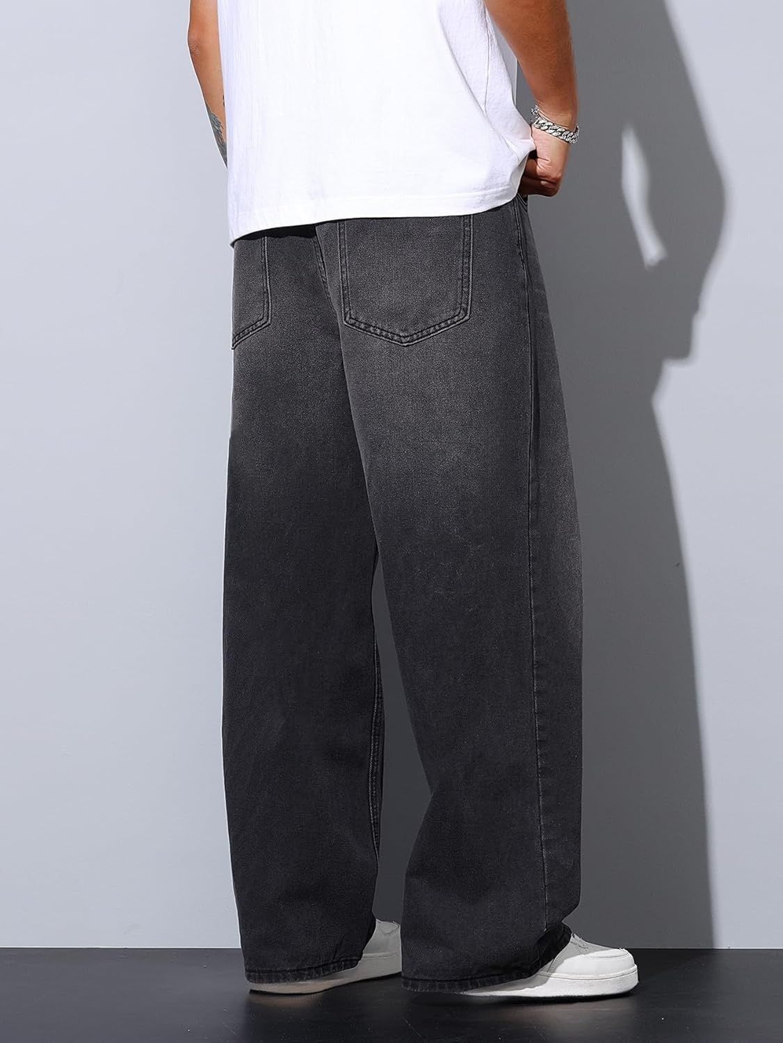 Zewool jeansy baggy hip-hop dla mężczyzn, szerokie spodnie skejterskie