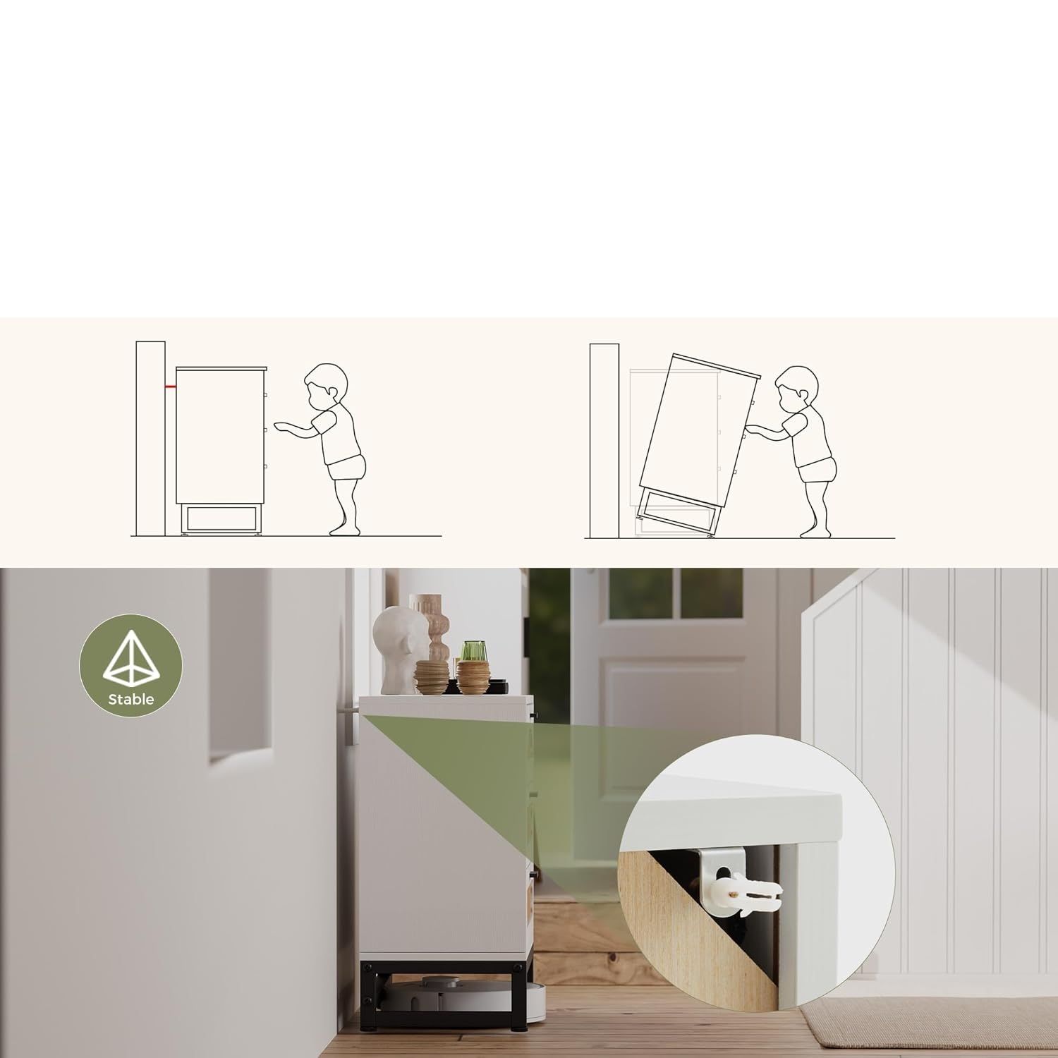 MERICONIA Natural Rattan Komoda z 3 szufladami