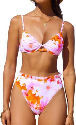 CUPSHE damski bikini dwuczęściowy z fiszbiną i wysokim stanem