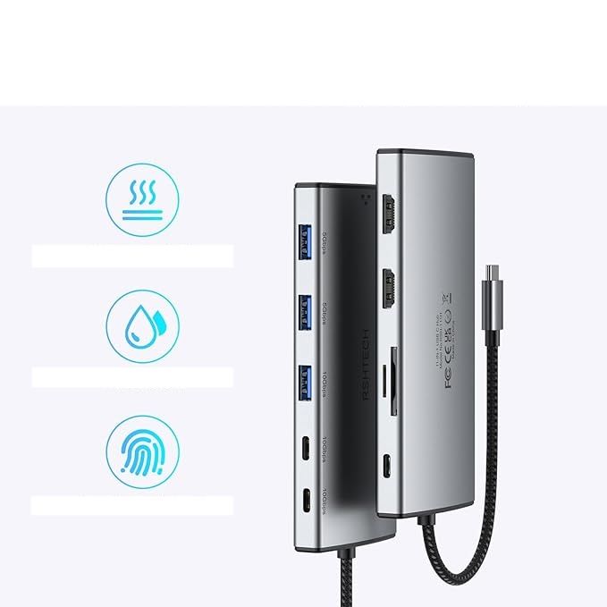 RSHTECH Stacja ładująca do MacBooka 11 w 1 z 2 złączami HDMI (8K i 4K)