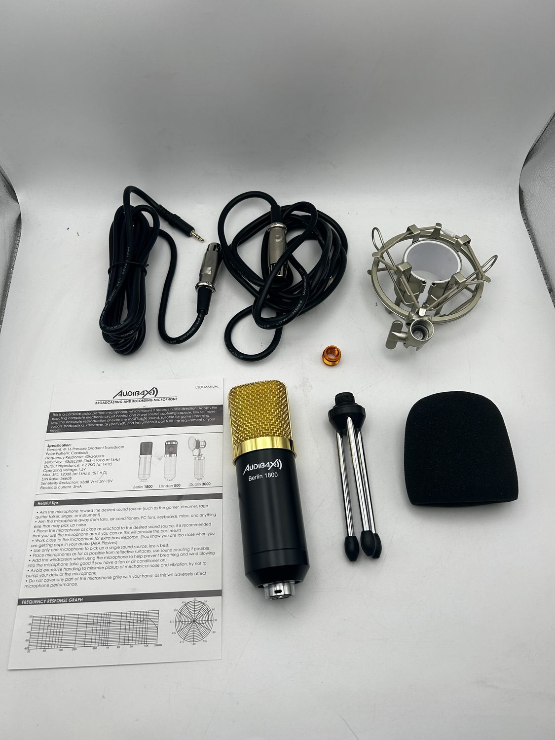 Audibax Berlin 1800 Gold Pack Mikrofon studyjny z dużą membraną