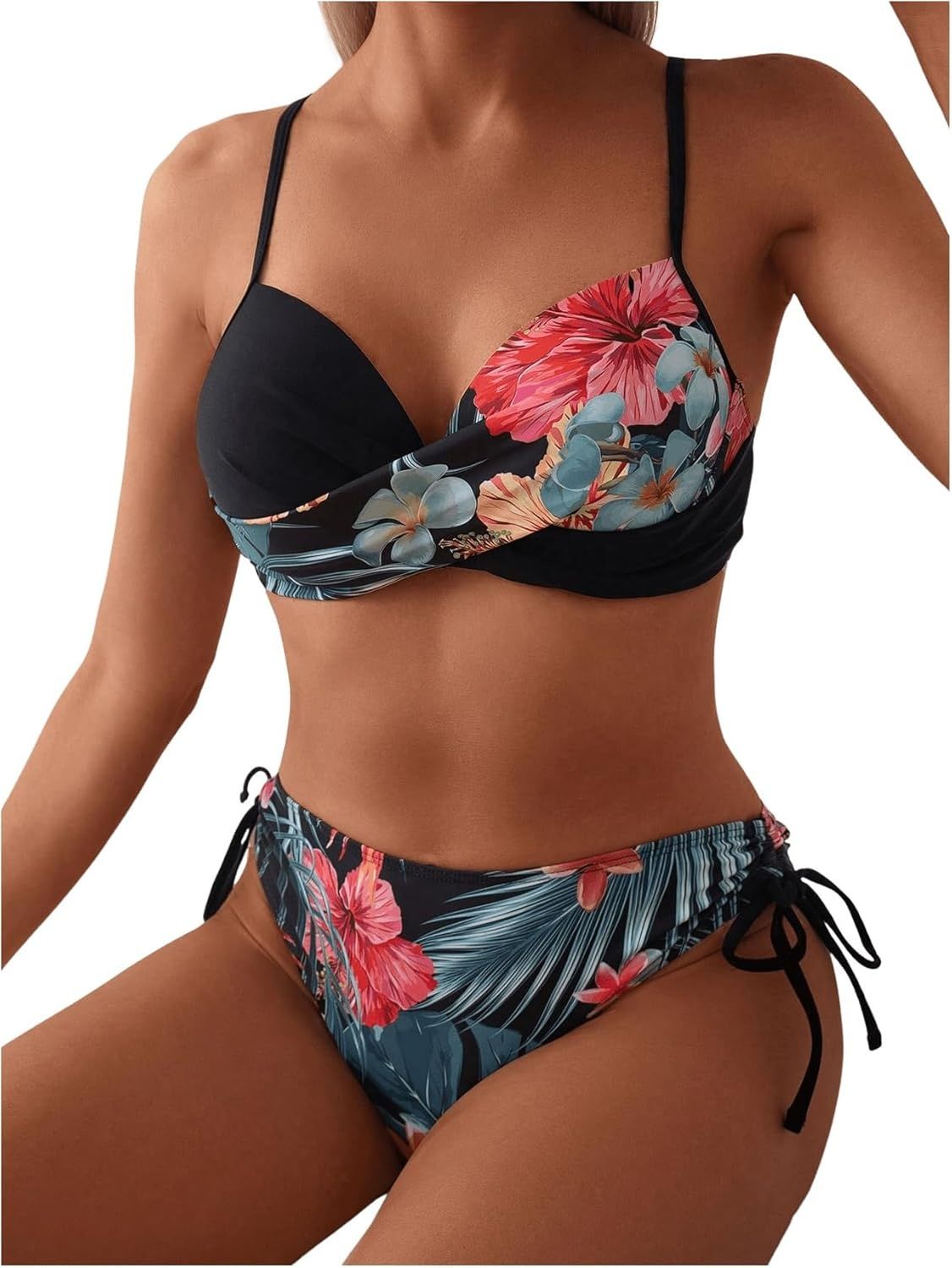 GORGLITTER Bikini push-up dwuczęściowy z motywem tropikalnym