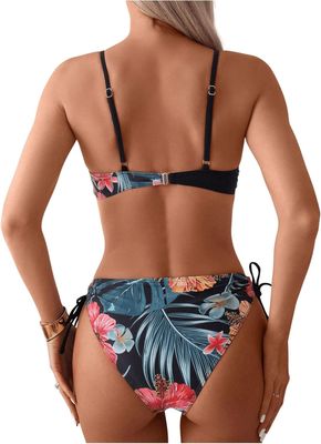 GORGLITTER Bikini push-up dwuczęściowy z motywem tropikalnym
