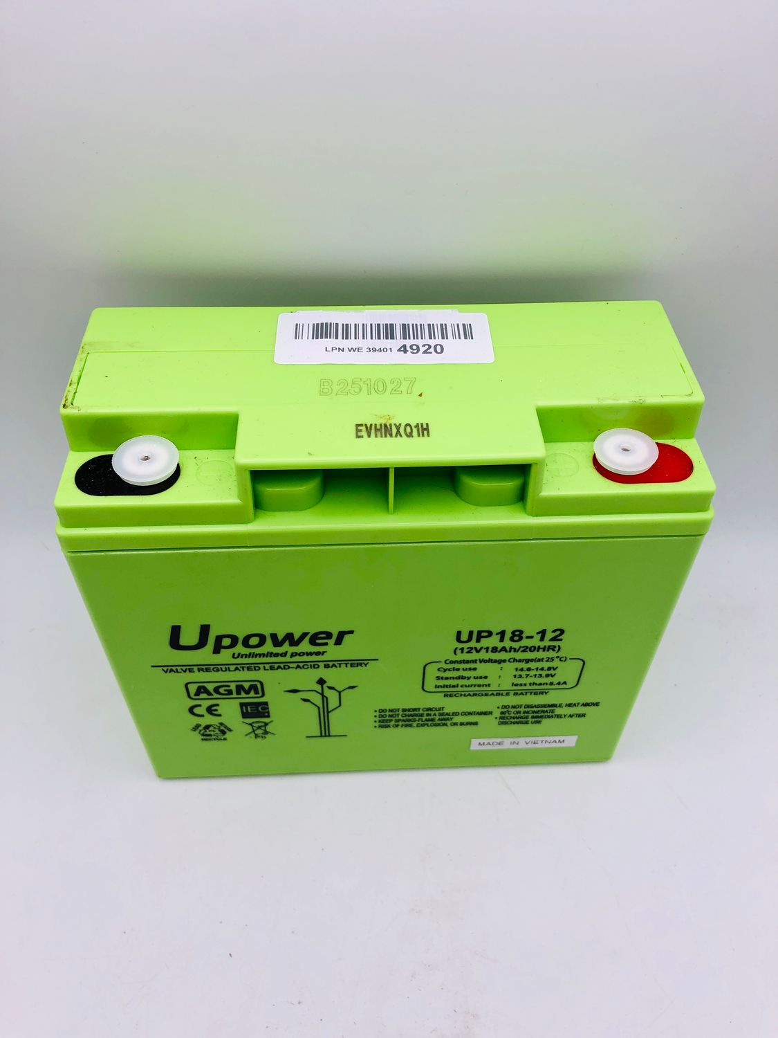 U-Power – Akumulator AGM 12V 18Ah z zaciskiem śrubowym M6