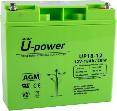 U-Power – Akumulator AGM 12V 18Ah z zaciskiem śrubowym M6