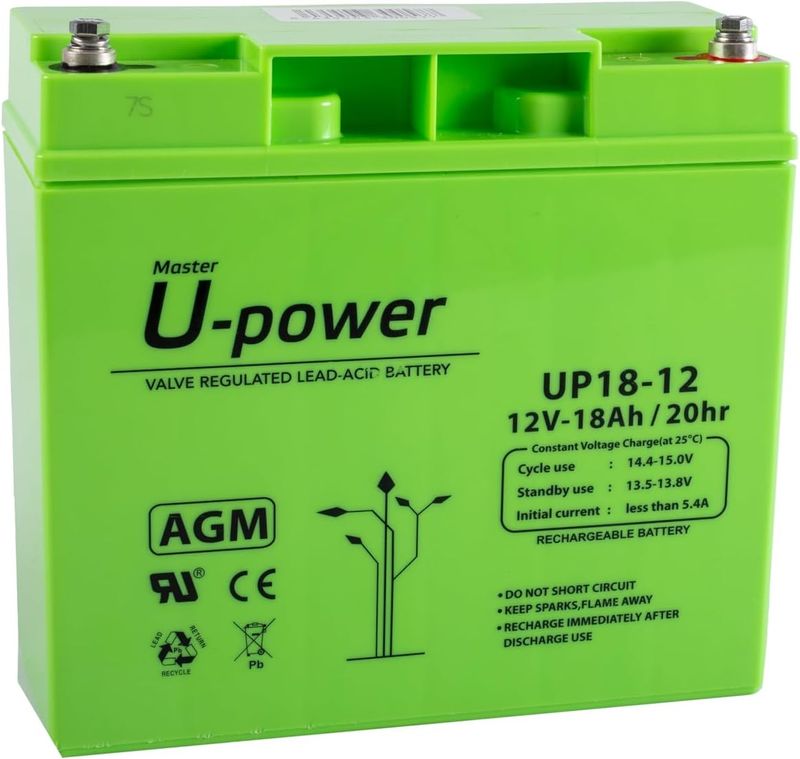 U-Power – Akumulator AGM 12V 18Ah z zaciskiem śrubowym M6