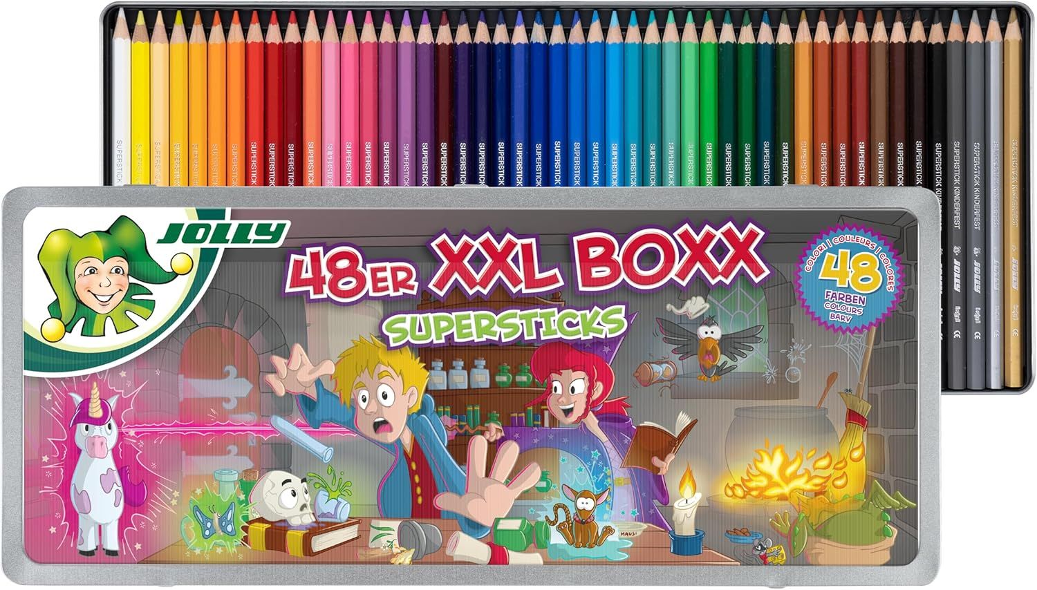 Zestaw kredek JOLLY XXL Boxx Magic 48 sztuk w metalowym etui