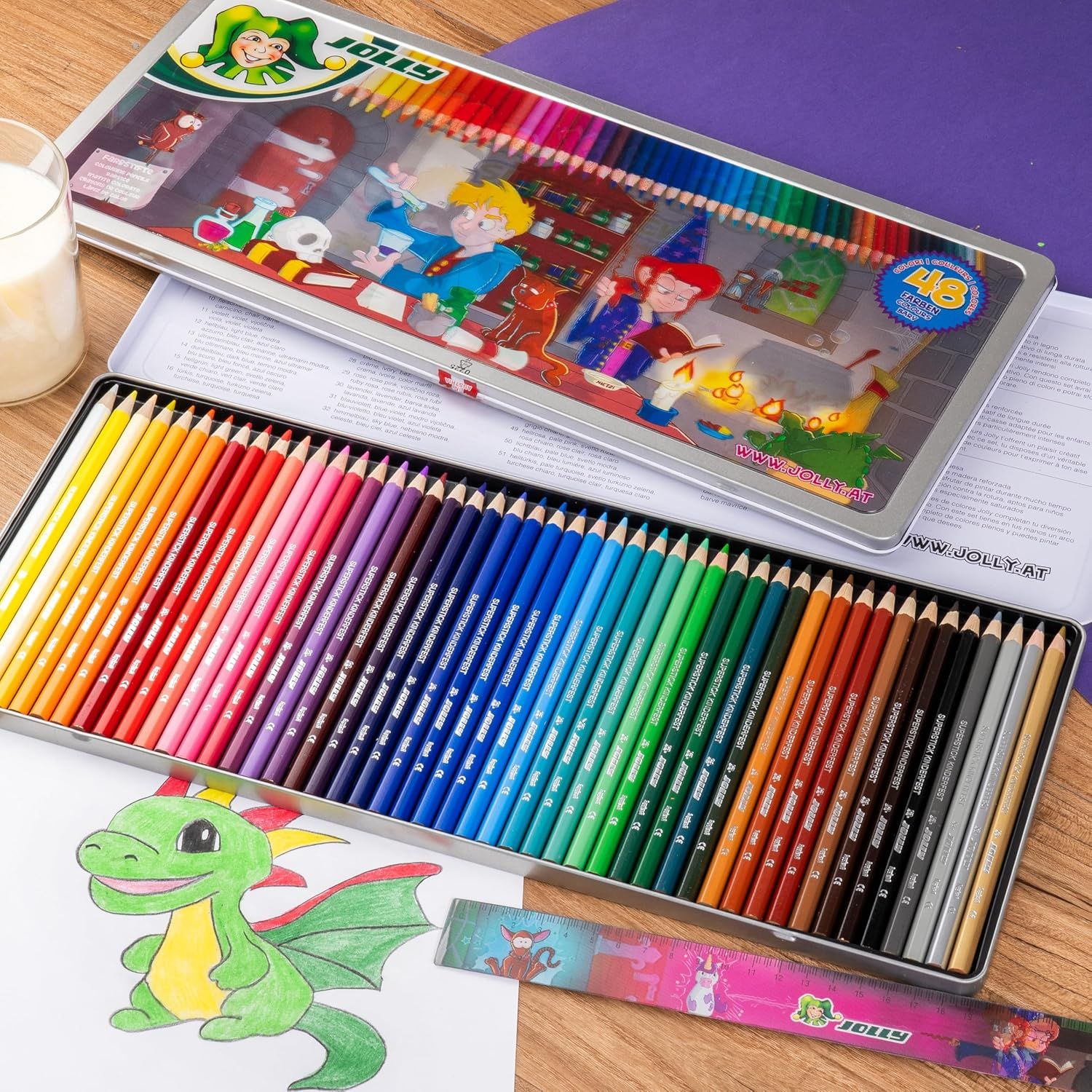 Zestaw kredek JOLLY XXL Boxx Magic 48 sztuk w metalowym etui