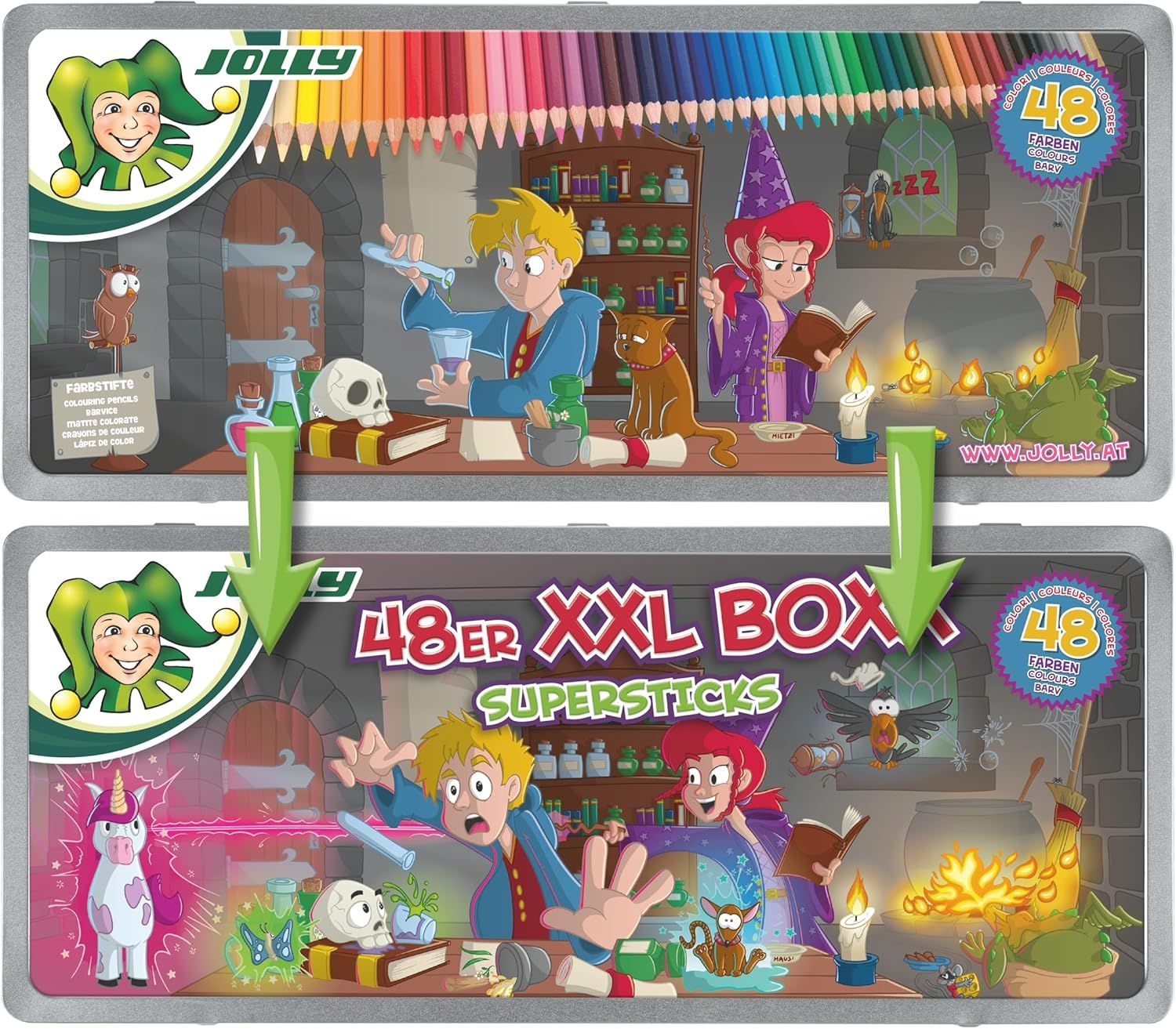 Zestaw kredek JOLLY XXL Boxx Magic 48 sztuk w metalowym etui