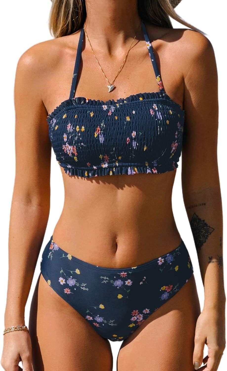 CUPSHE bikini dwuczęściowe dla kobiet – bandeau wiązane na plecach