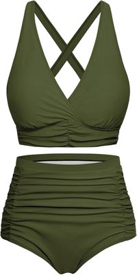 Maillot de bain dwuczęściowy damski z wysokim stanem