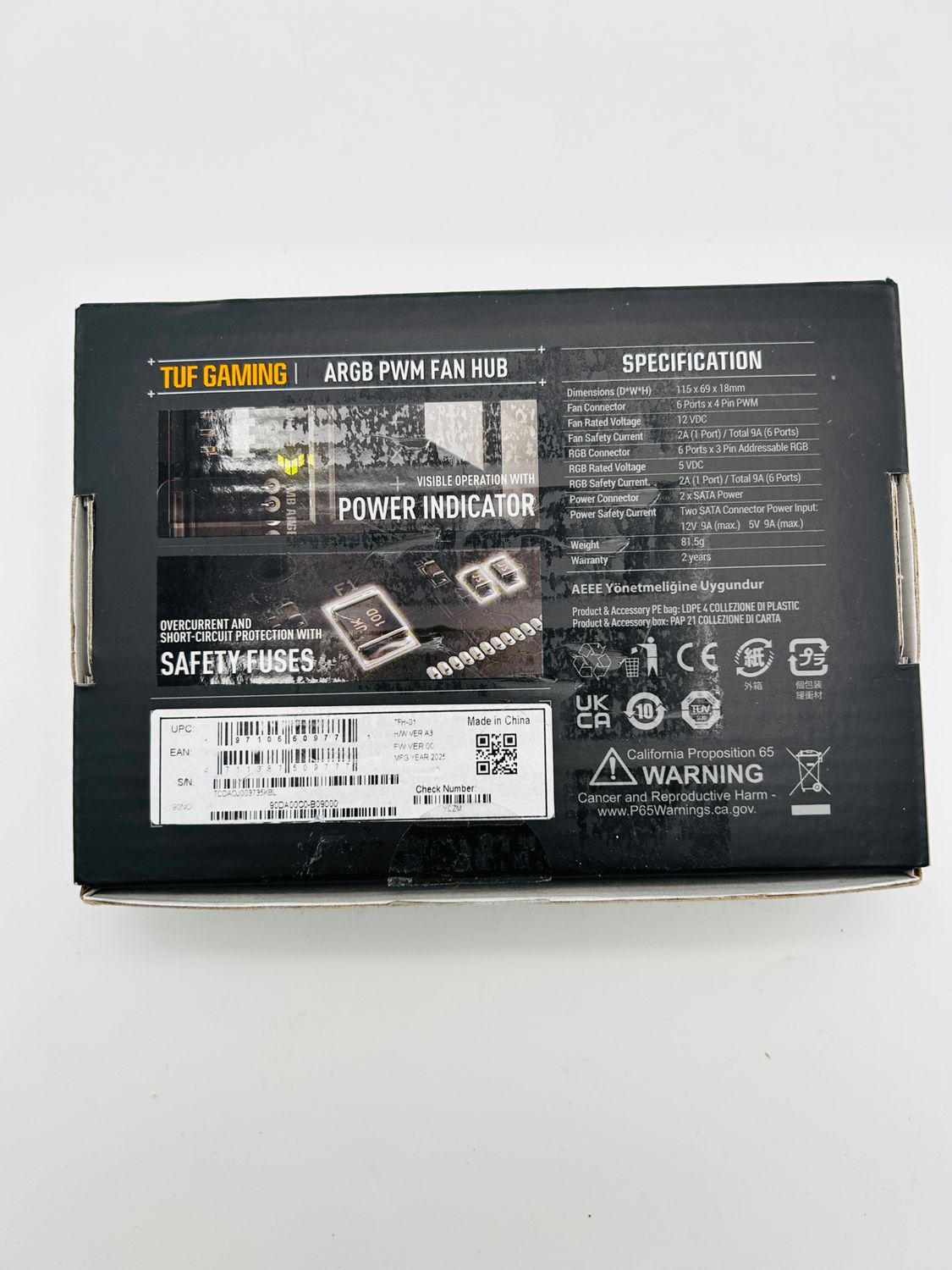 ASUS TUF Gaming ARGB PWM Hub wentylatora, 6 portów PWM i ARGB