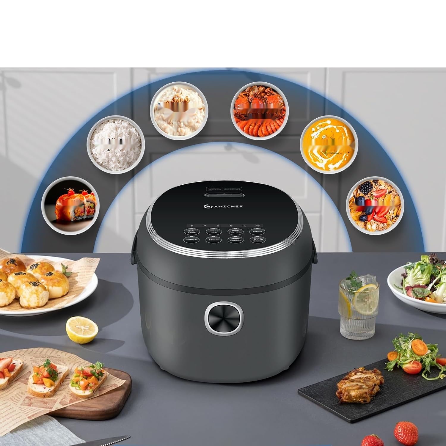 AMZCHEF Mini Cuiciriso 2L CE-DFB-P20H1-DG – wielofunkcyjny mini ryżowar 400 W