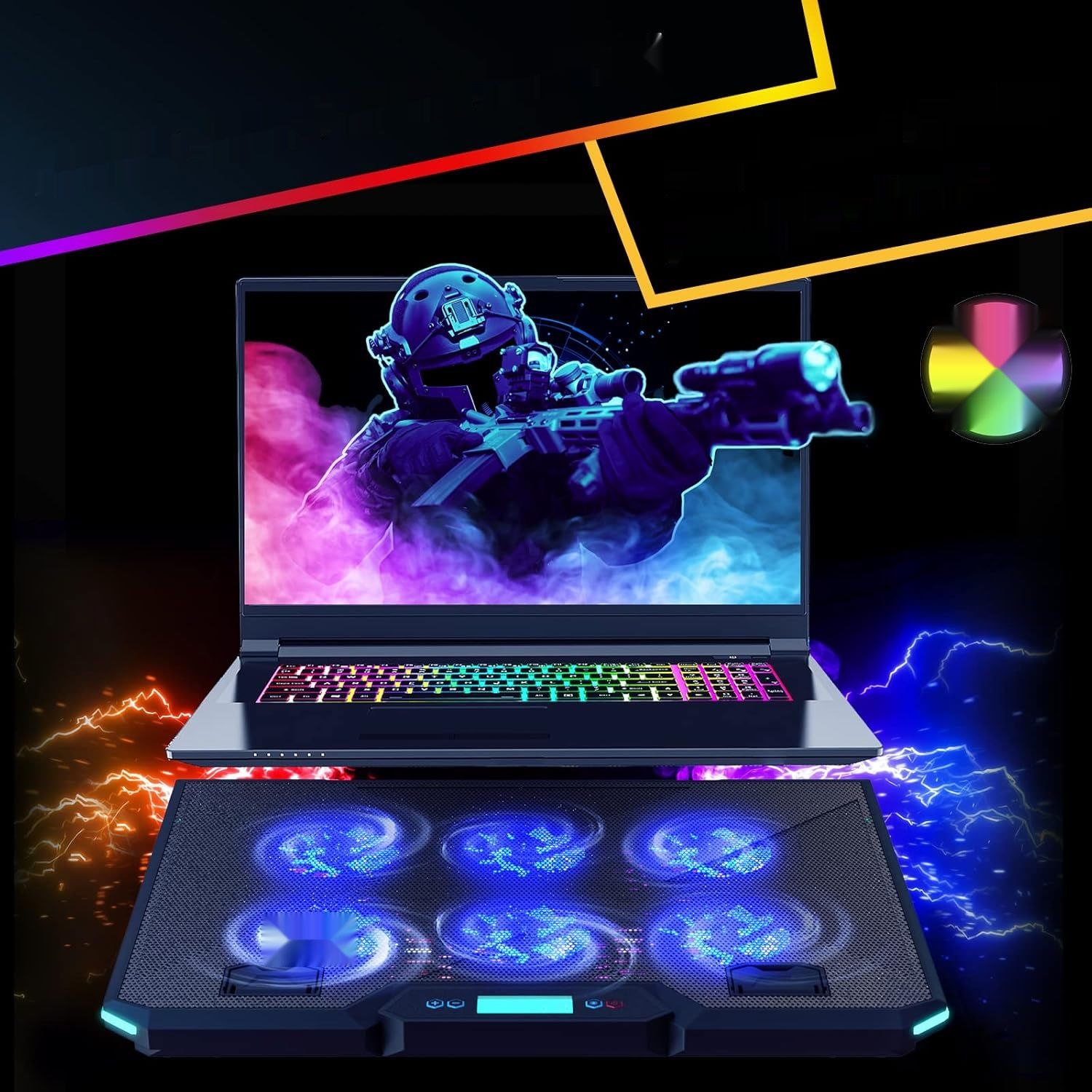 KLIM Glacier – podkładka chłodząca do laptopa z 6 wentylatorami i podświetleniem RGB
