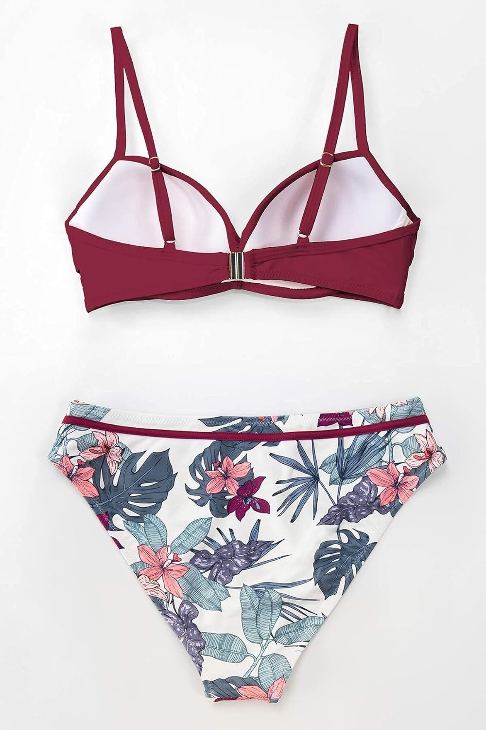 CUPSHE Damski zestaw bikini, zawijany średni stan, bezczelny kwiatowy strój kąpielow
