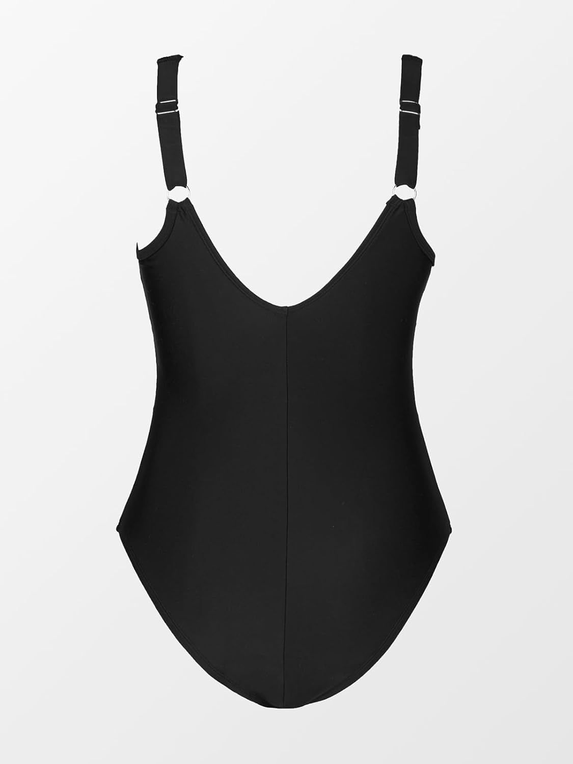 CUPSHE jednoczęściowy strój kąpielowy plus size z głębokim dekoltem V, czarny