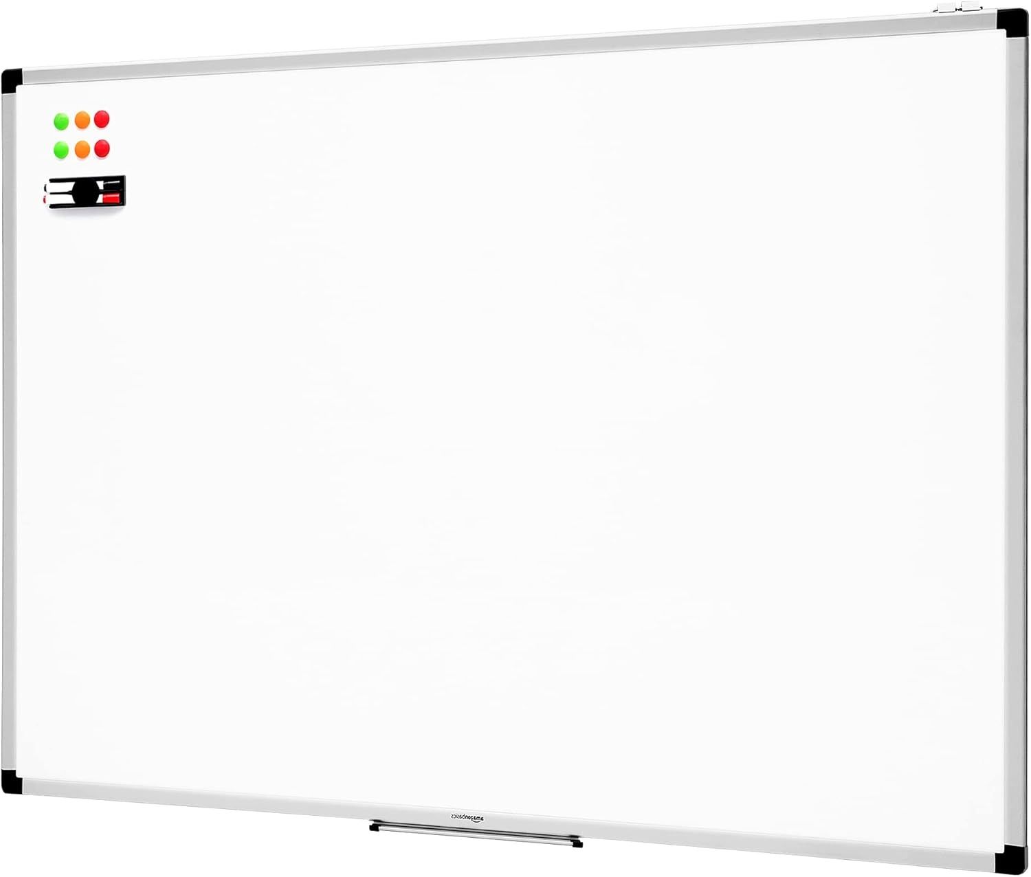 Magnetyczna tablica suchościeralna z aluminiową ramą i półką na markery, 120 x 90 cm