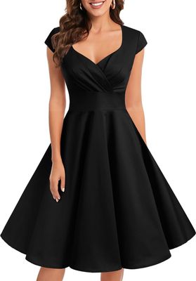 Bbonlinedress Sukienka vintage koktajlowa w stylu lat 50. i 60. z dekoltem V