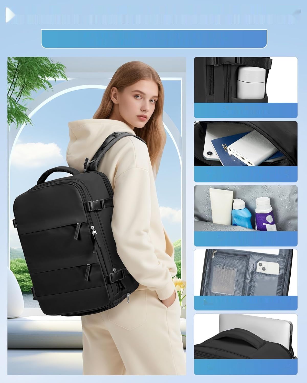 Plecak podróżny BJLFS 40x30x20 / 40x20x25 – bagaż podręczny do samolotu