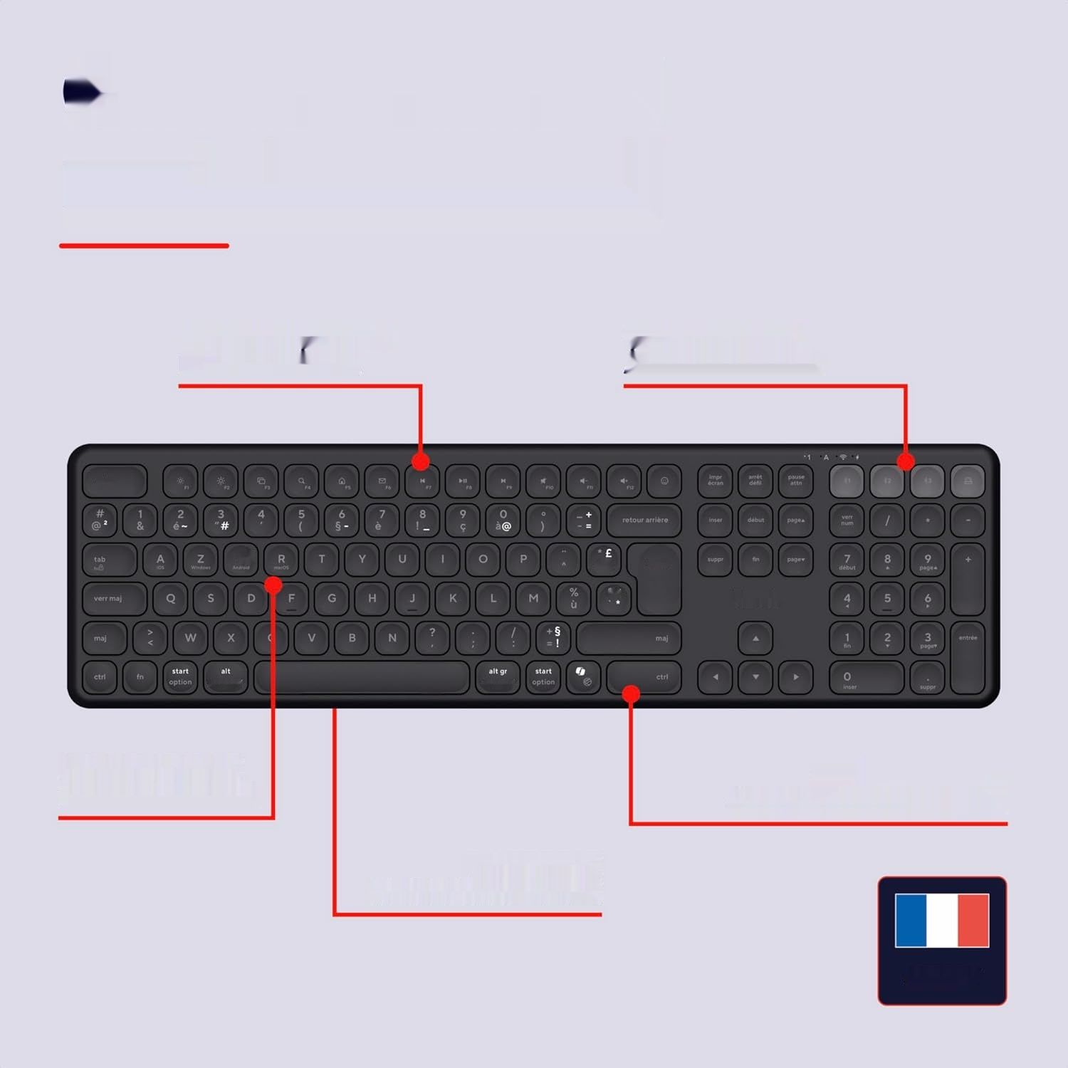 Bezprzewodowa klawiatura Trust Vaiya Bluetooth + 2,4 GHz AZERTY francs