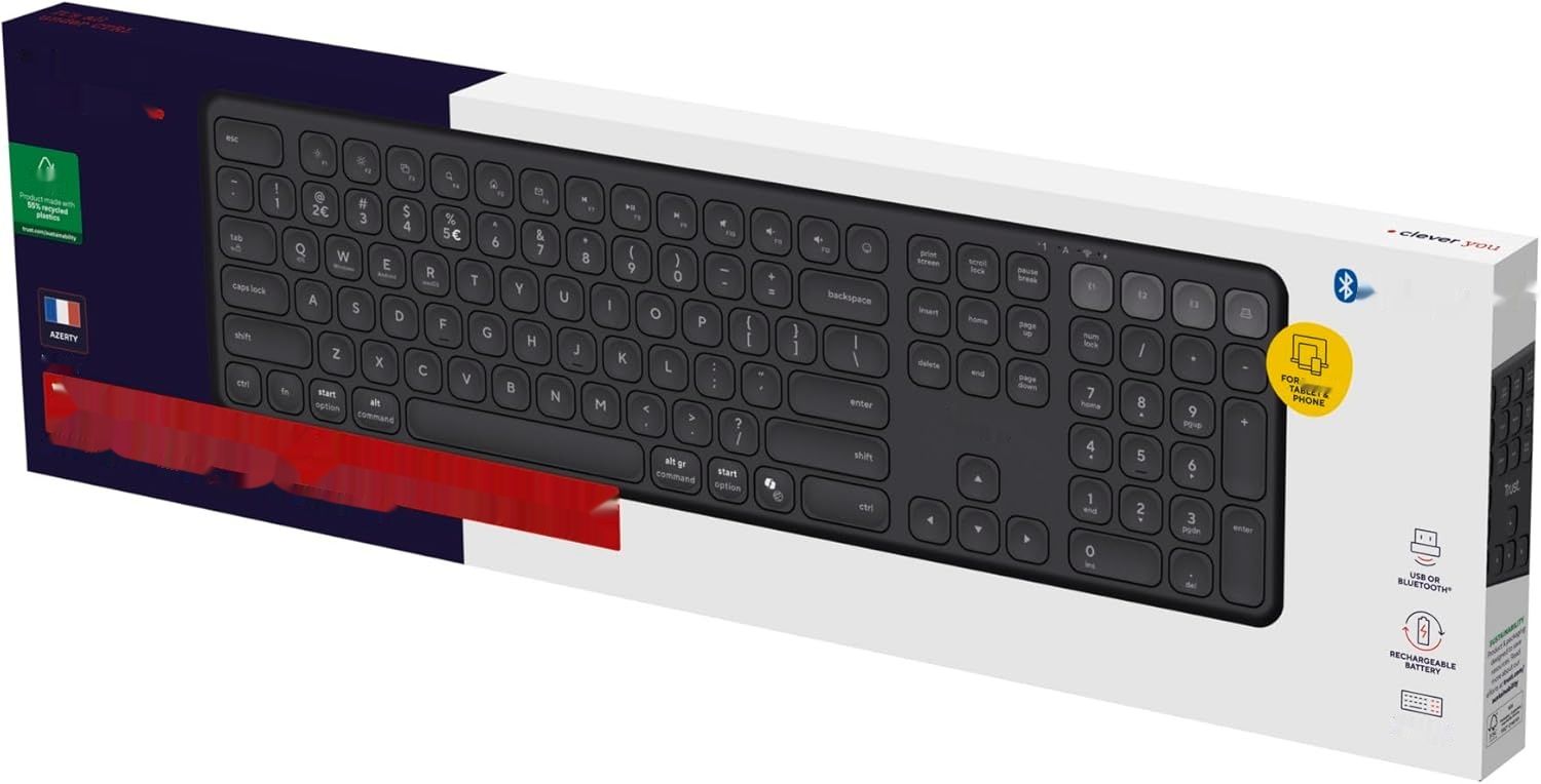 Bezprzewodowa klawiatura Trust Vaiya Bluetooth + 2,4 GHz AZERTY francs