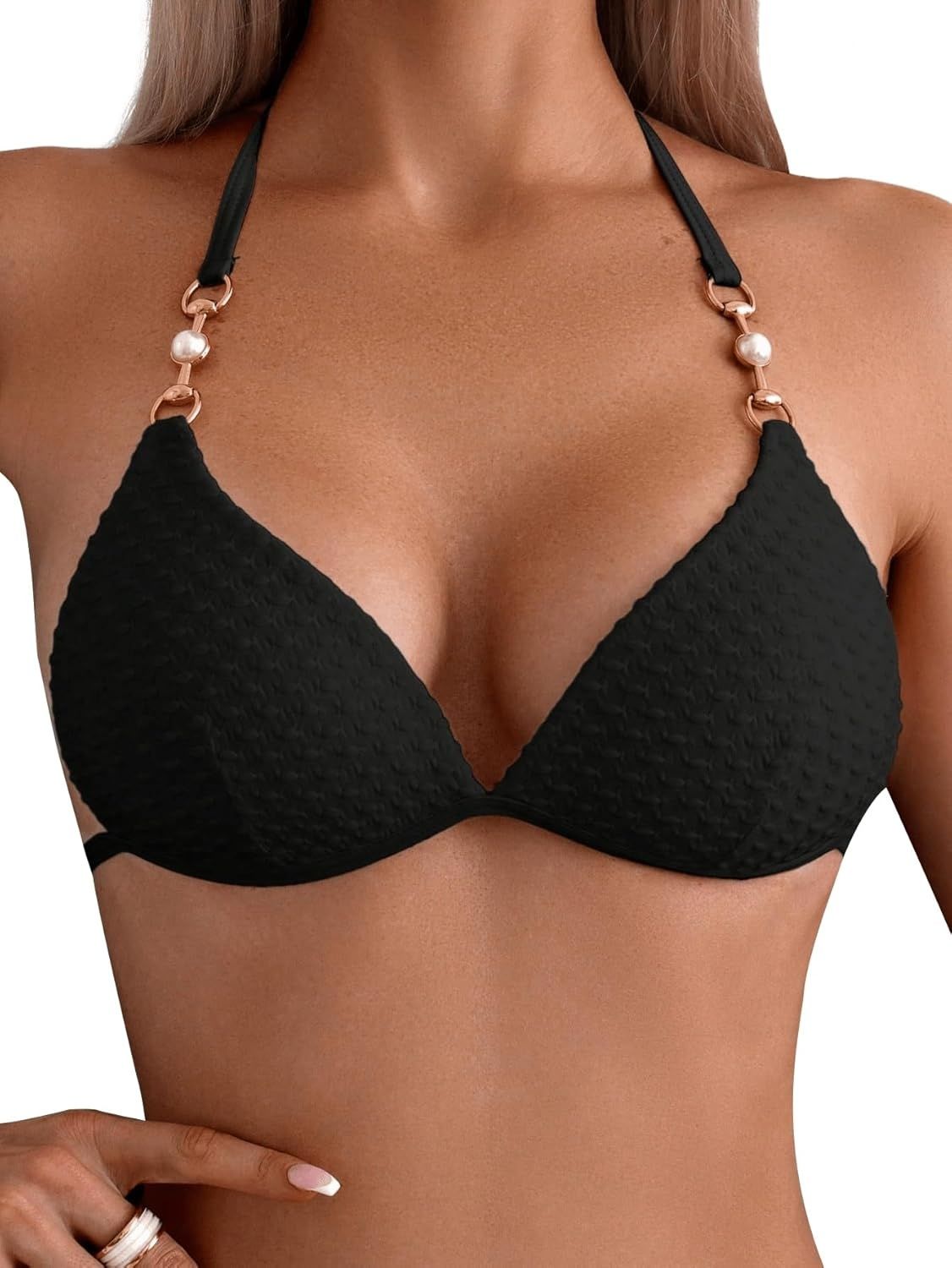 GORGLITTER bikini damskie z łańcuszkami, z odkrytymi plecami