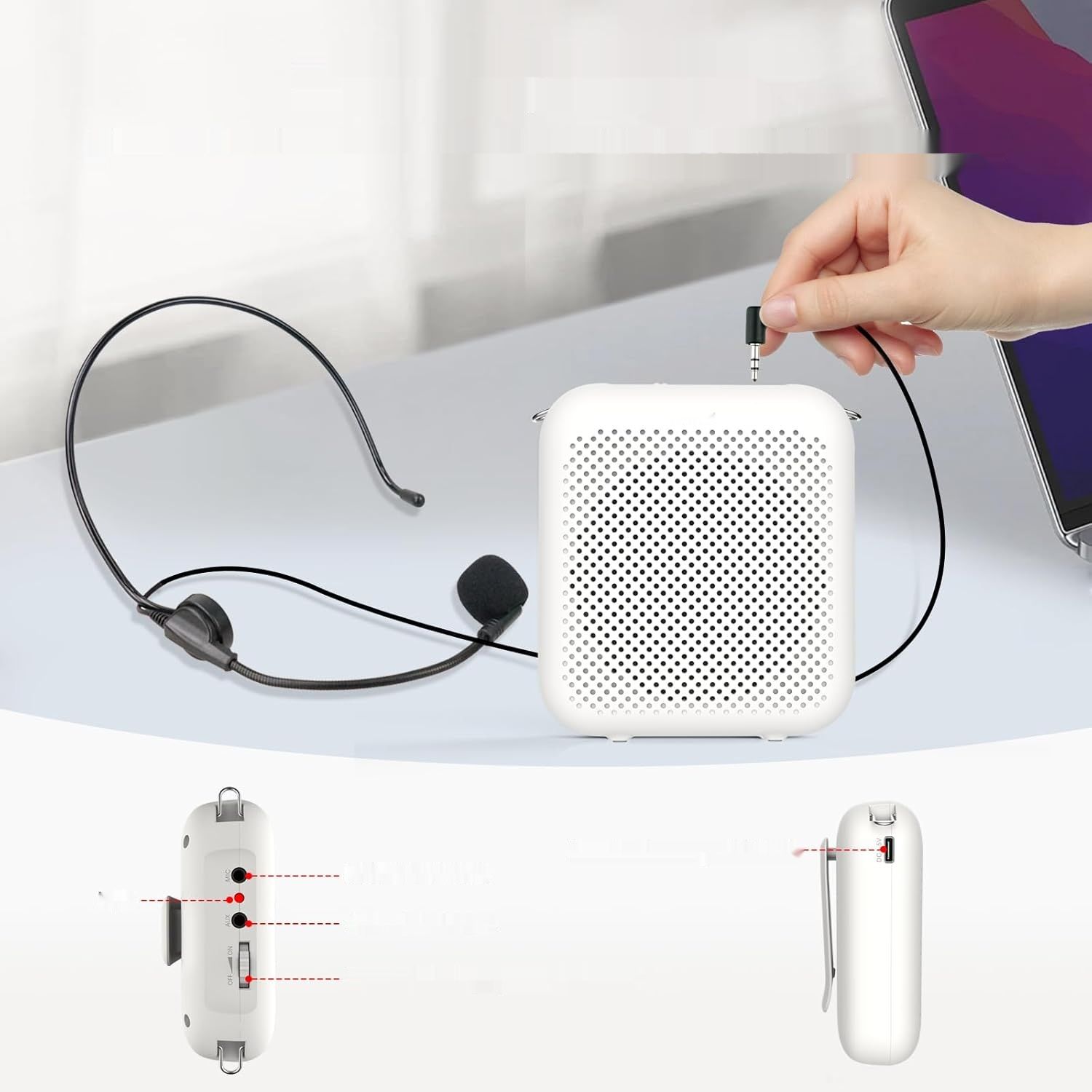 Norwii S358 – przenośny wzmacniacz głosu z mikrofonem przewodowym (2000 mAh, USB‑C)
