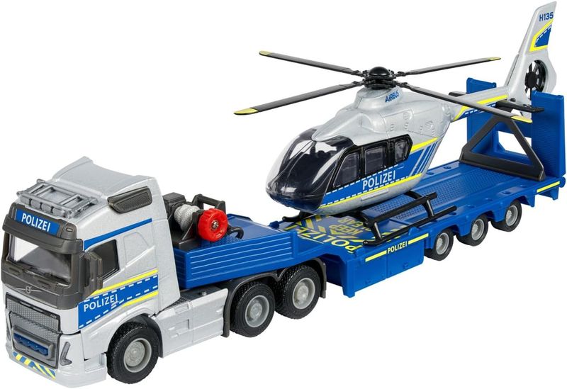 Majorette Zestaw pojazdów Volvo FH-16 Police Truck z helikopterem