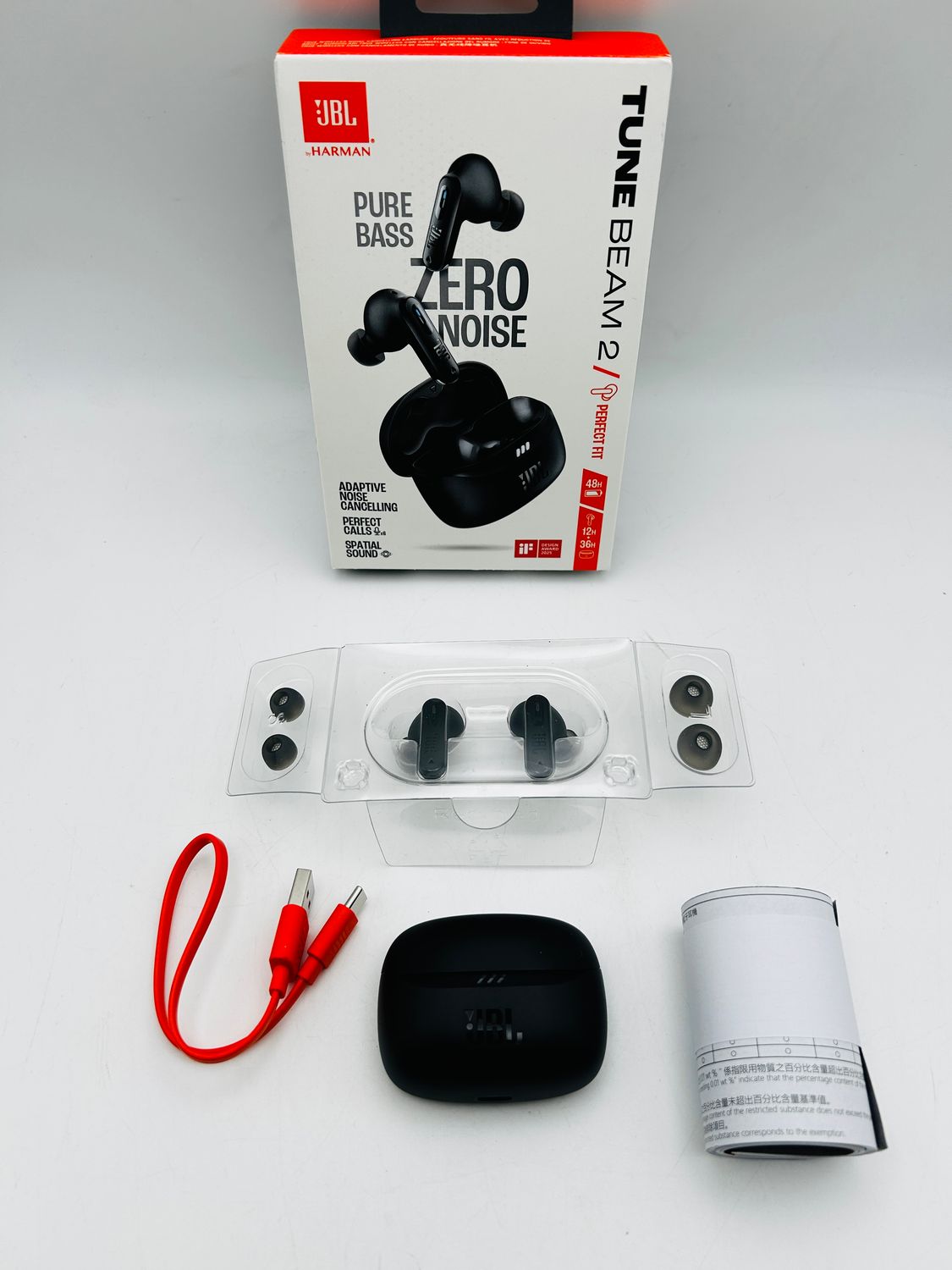 JBL Tune Beam 2, słuchawki z redukcją szumów, czarne