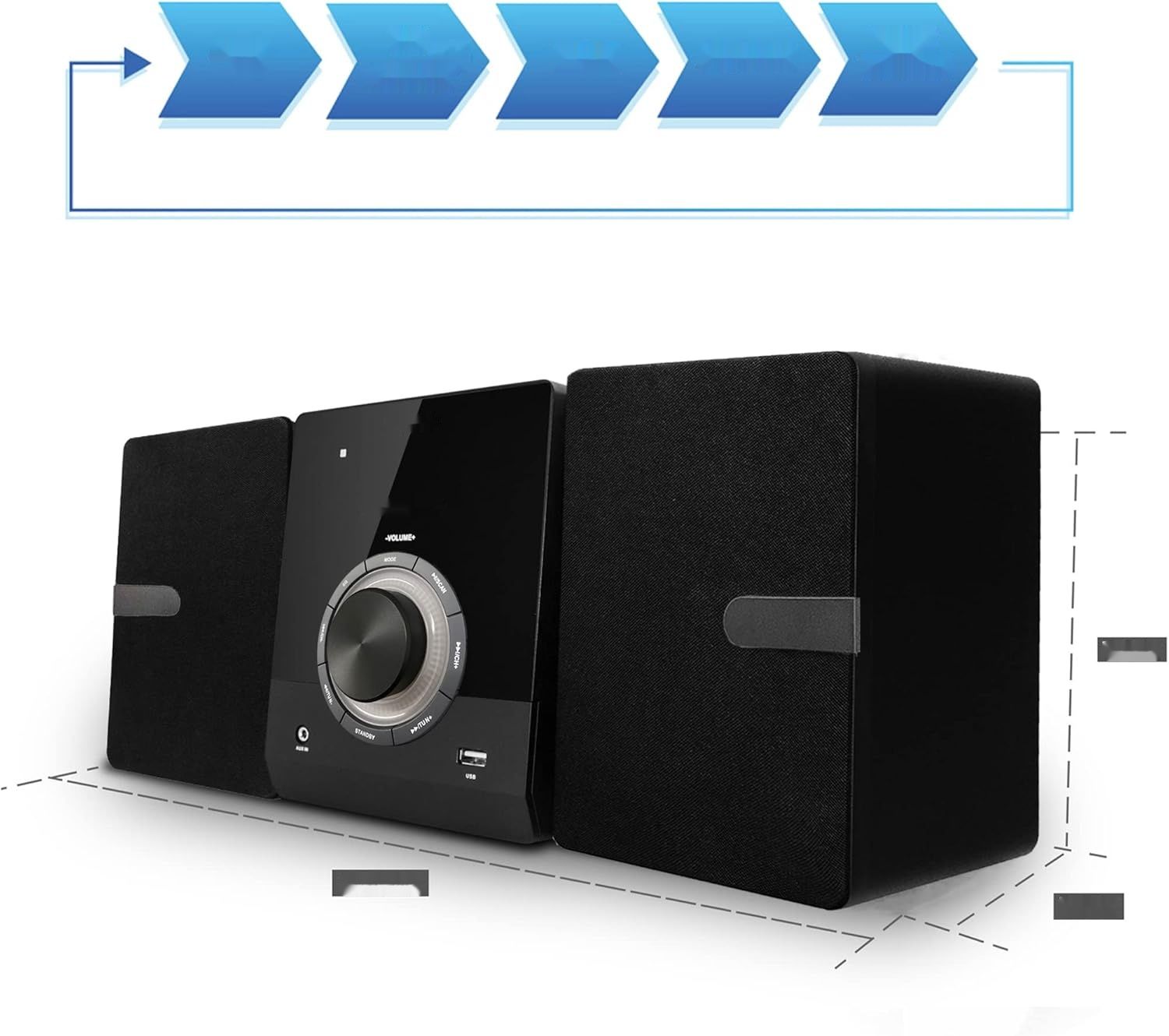 Domowy system stereo Micro HiFi, kompaktowy, z odtwarzaczem CD, Bluet