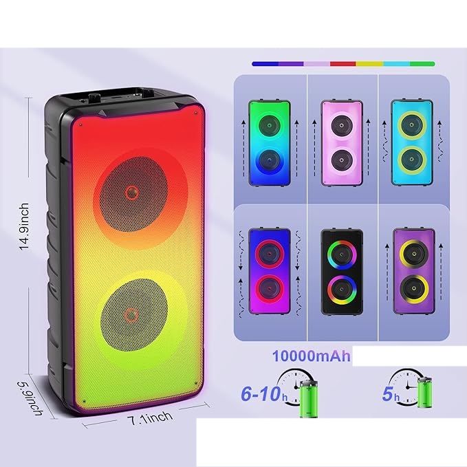 Głośnik Bluetooth TAMPROAD A67 60W z lampkami LED i baterią 10000 mAh