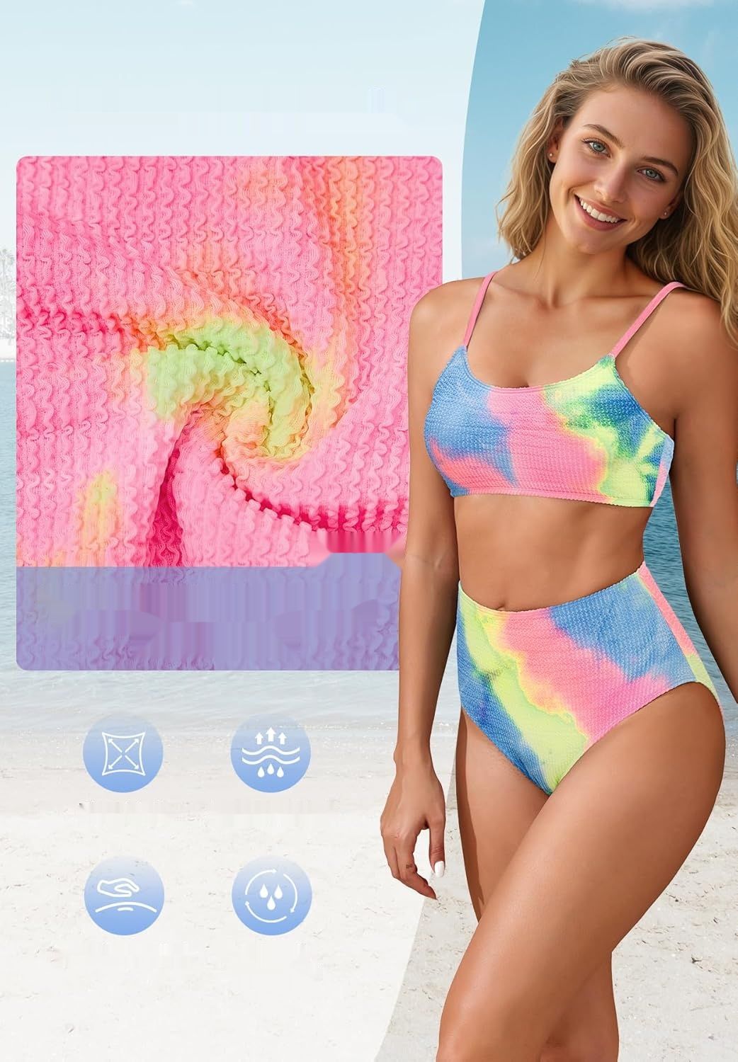 Bikini damski dwuczęściowy z wysokim stanem