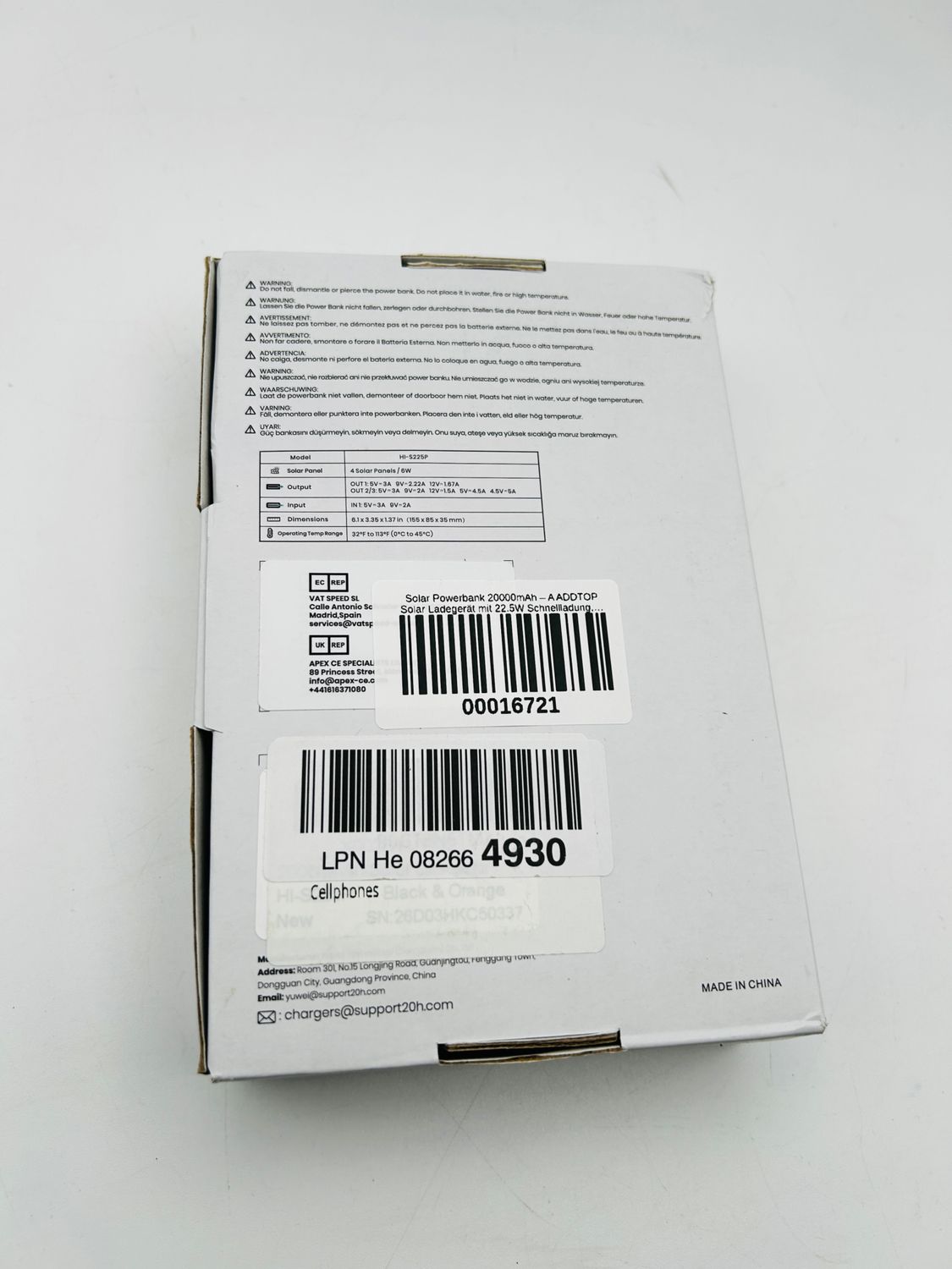 Ładowarka solarna 20000 mAh – powerbank solarny z szybkim ładowaniem 22,5 W