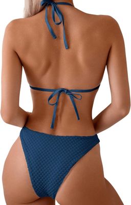GORGLITTER Bikini damski z łańcuszkami, trójkątny, wiązany na szyi