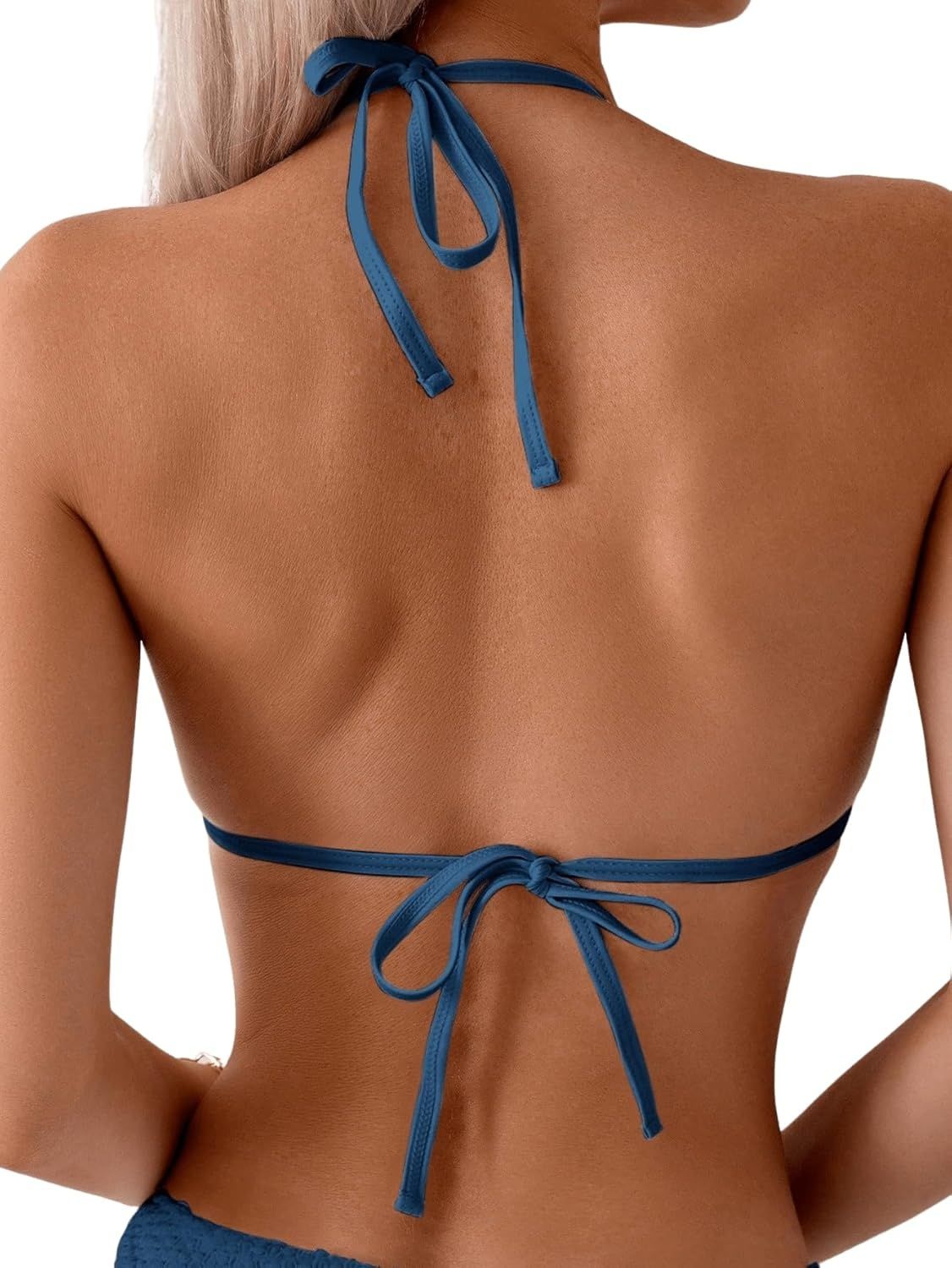 GORGLITTER Bikini damski z łańcuszkami, trójkątny, wiązany na szyi
