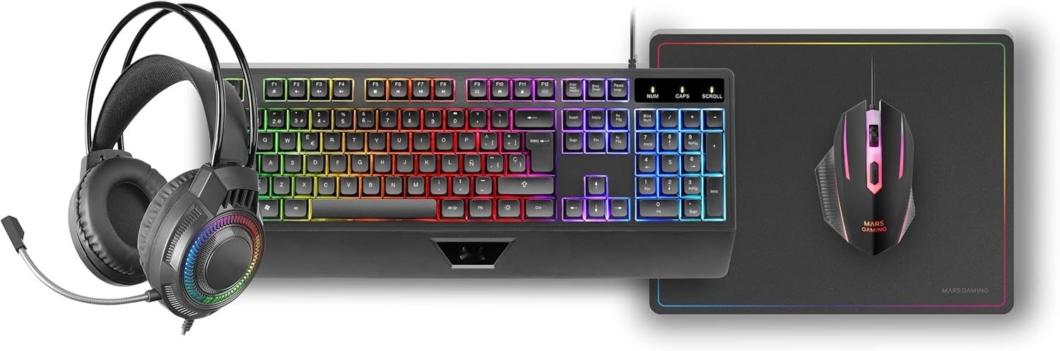 Mars Gaming MCP124PRO, hiszpańska wersja językowa, zestaw gamingowy 4w