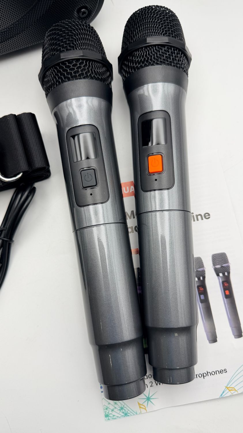 Karaoke Bluetooth przenośne dla dorosłych z 2 mikrofonami bezprzewodowymi