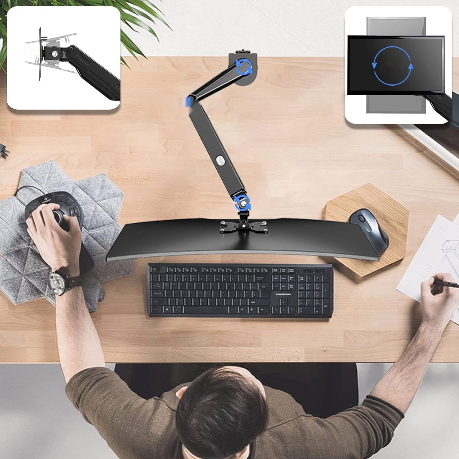 Pholiten Gazowy uchwyt do monitora 13–27" – czarny