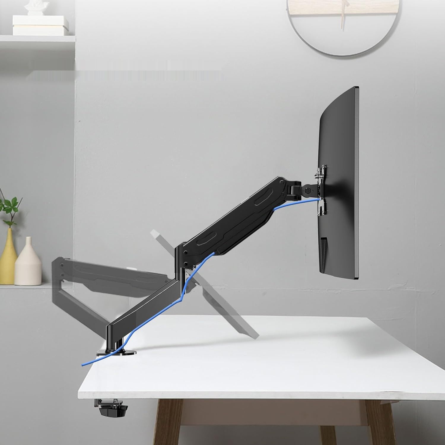 Pholiten Gazowy uchwyt do monitora 13–27" – czarny