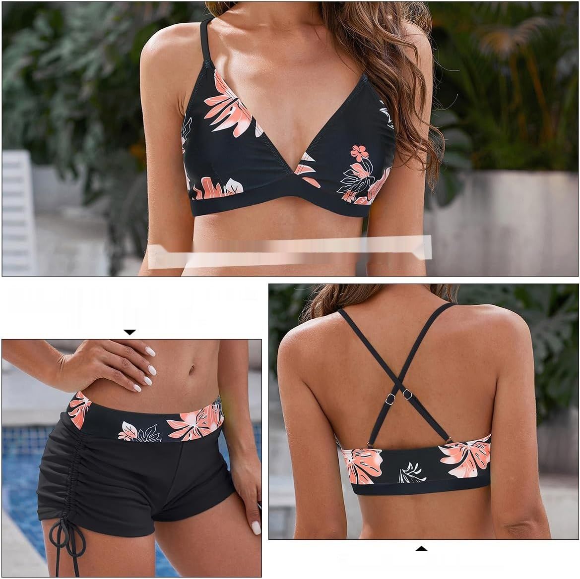 Bikini damski dwuczęściowy z push up i wysokim stanem