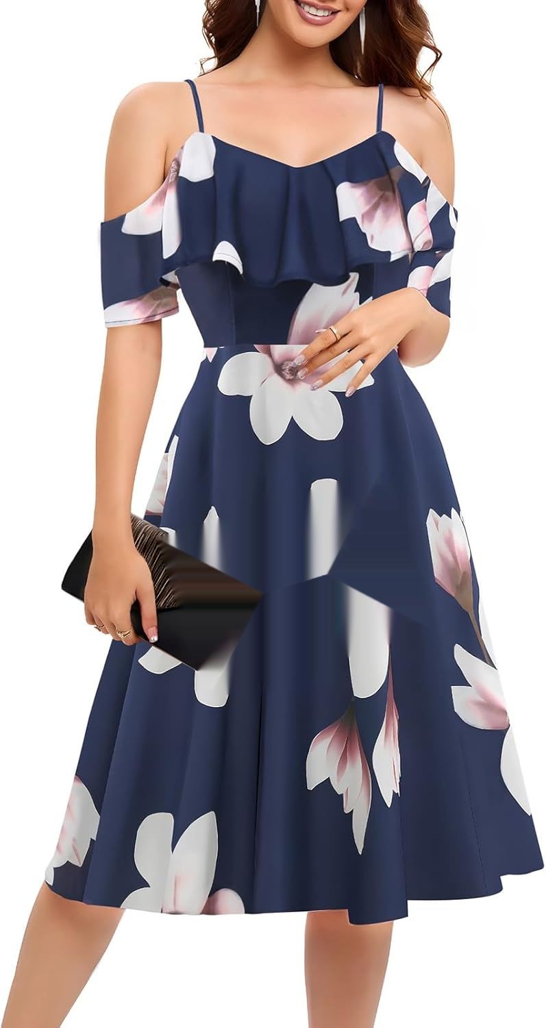 Bbonlinedress – elegancka sukienka koktajlowa na ramiączkach, midi