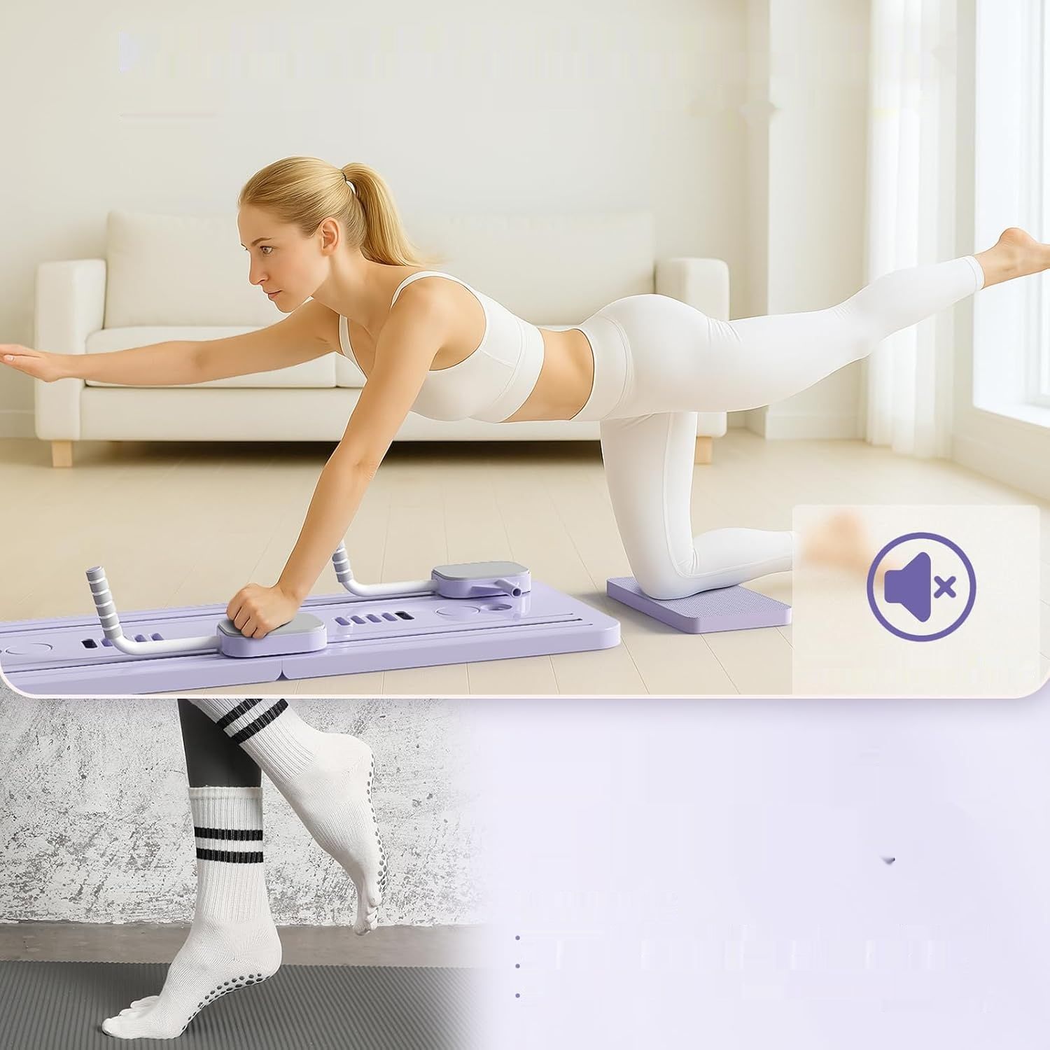 Składana deska Pilates 8 w 1, różowa, niepełny komplet