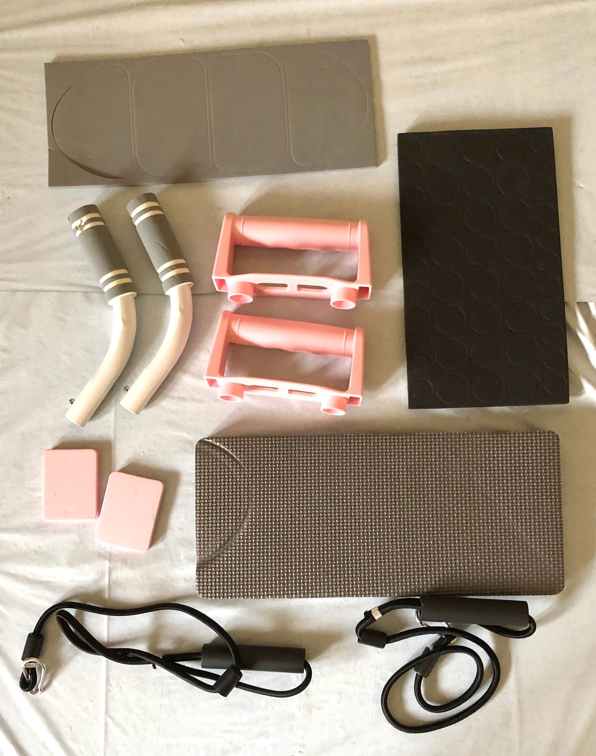 Składana deska Pilates 8 w 1, różowa, niepełny komplet
