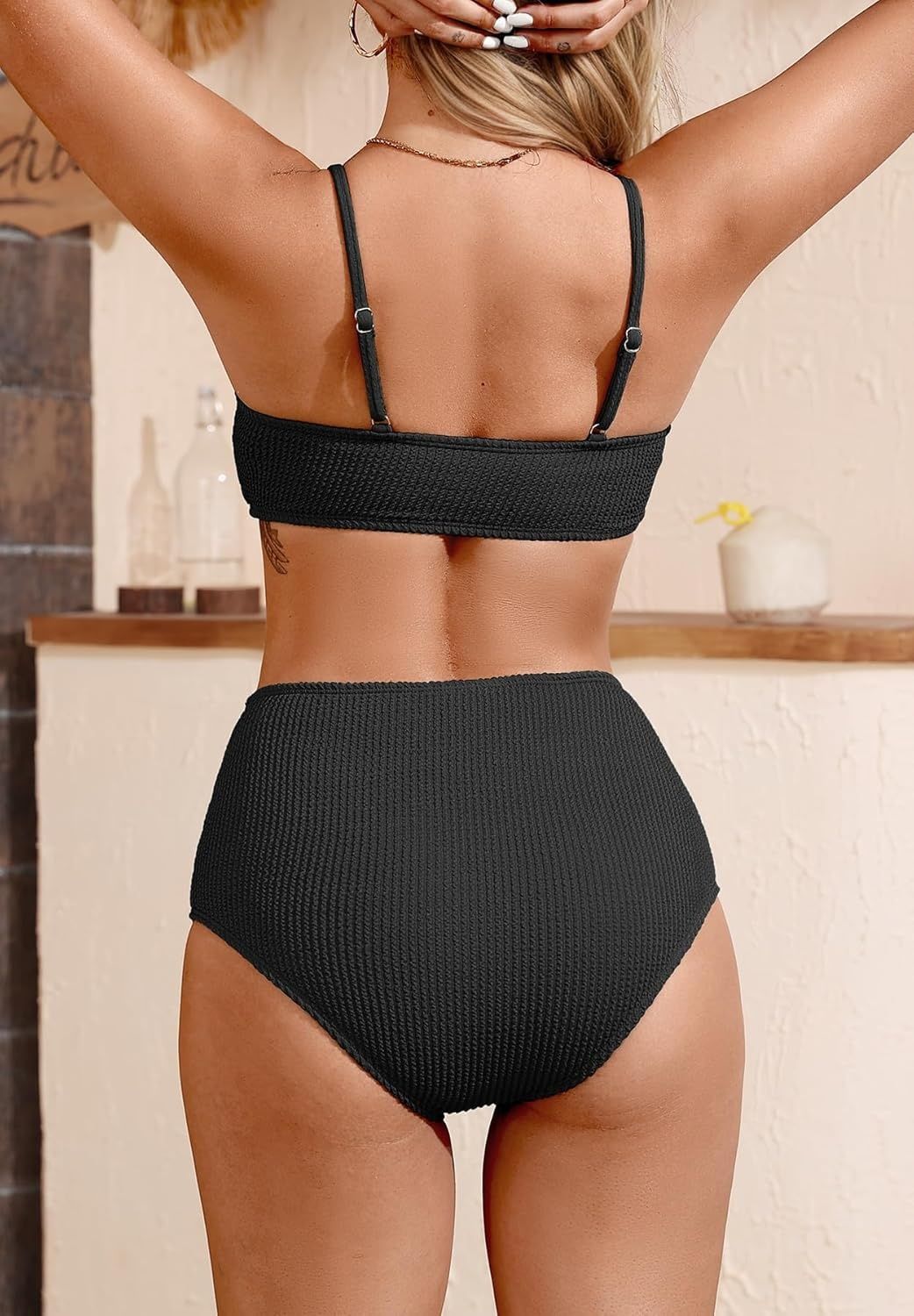 Bikini damski dwuczęściowy z wysokim stanem