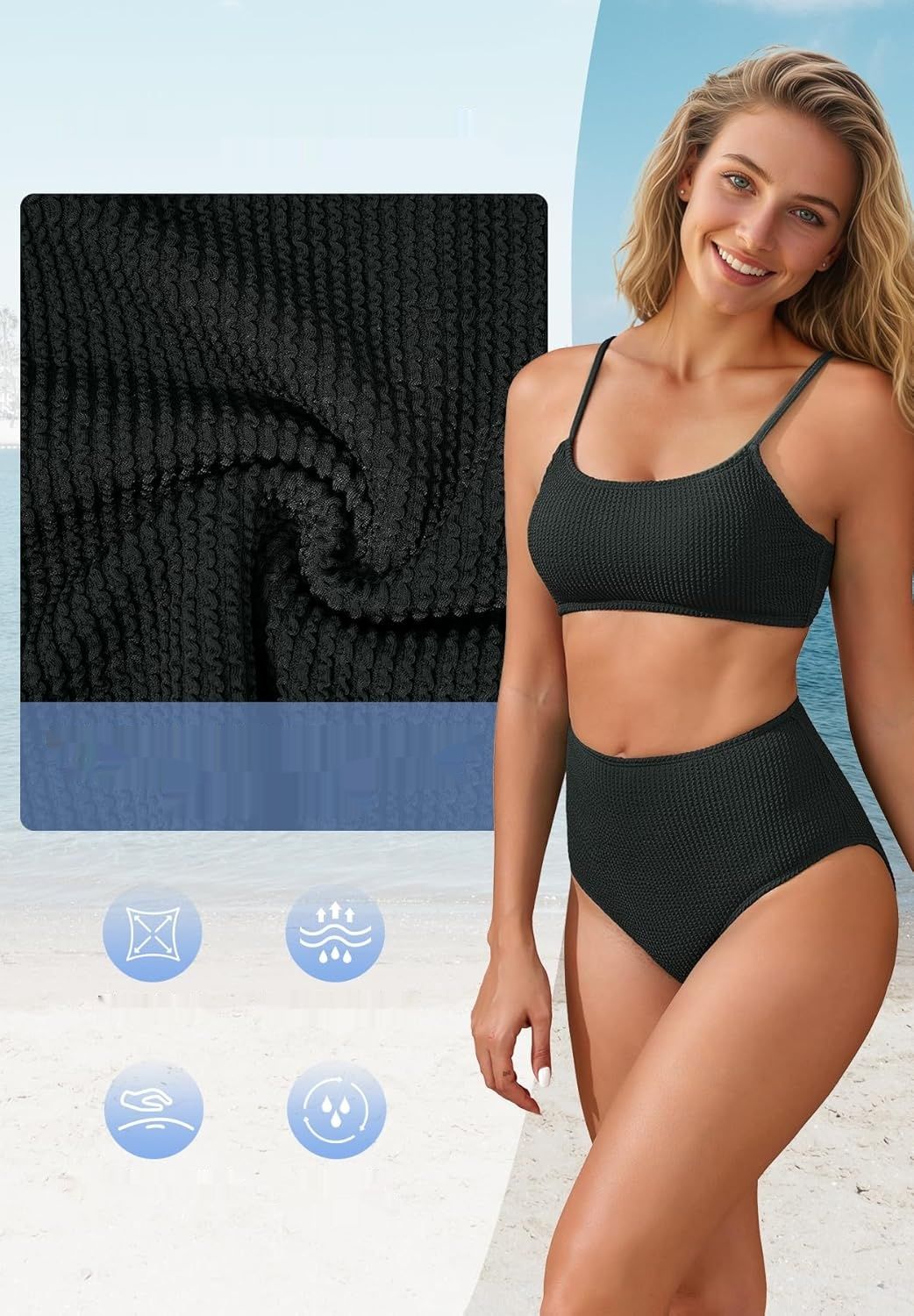 Bikini damski dwuczęściowy z wysokim stanem