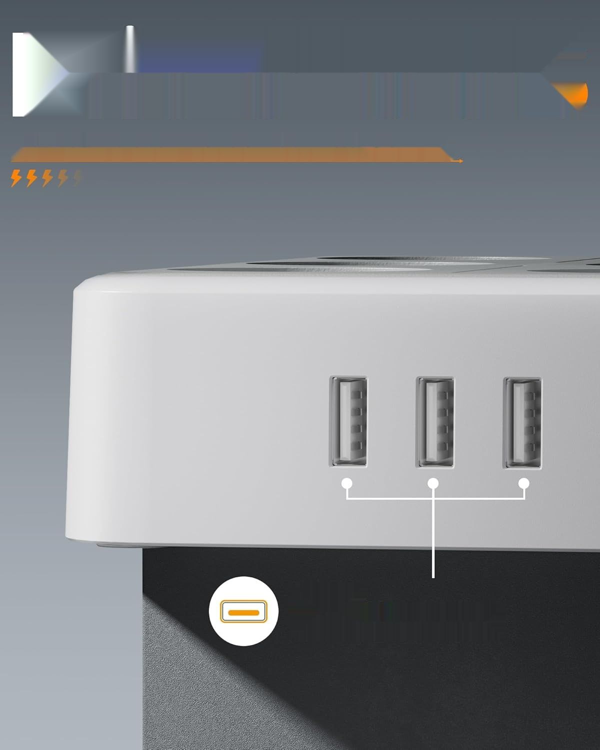 TESSAN listwa zasilająca USB 9 w 1 z 6 gniazdami i 3 portami USB, list
