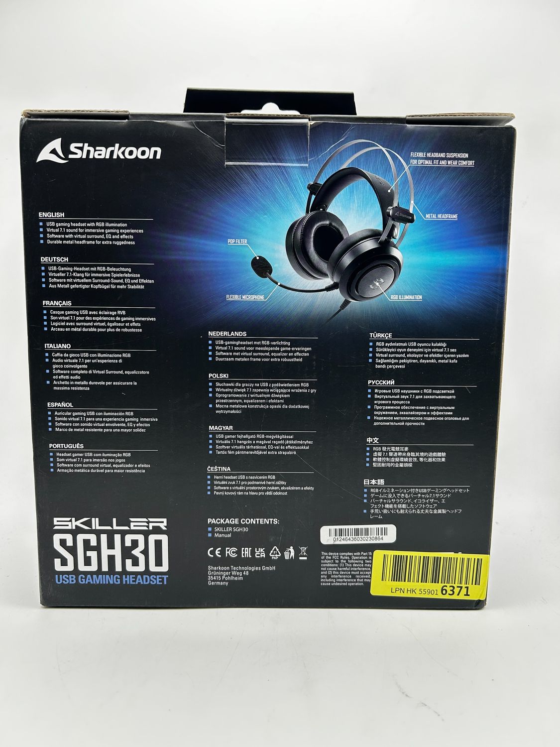 Sharkoon Skiller SGH30 zestaw słuchawkowy dla graczy, RGB