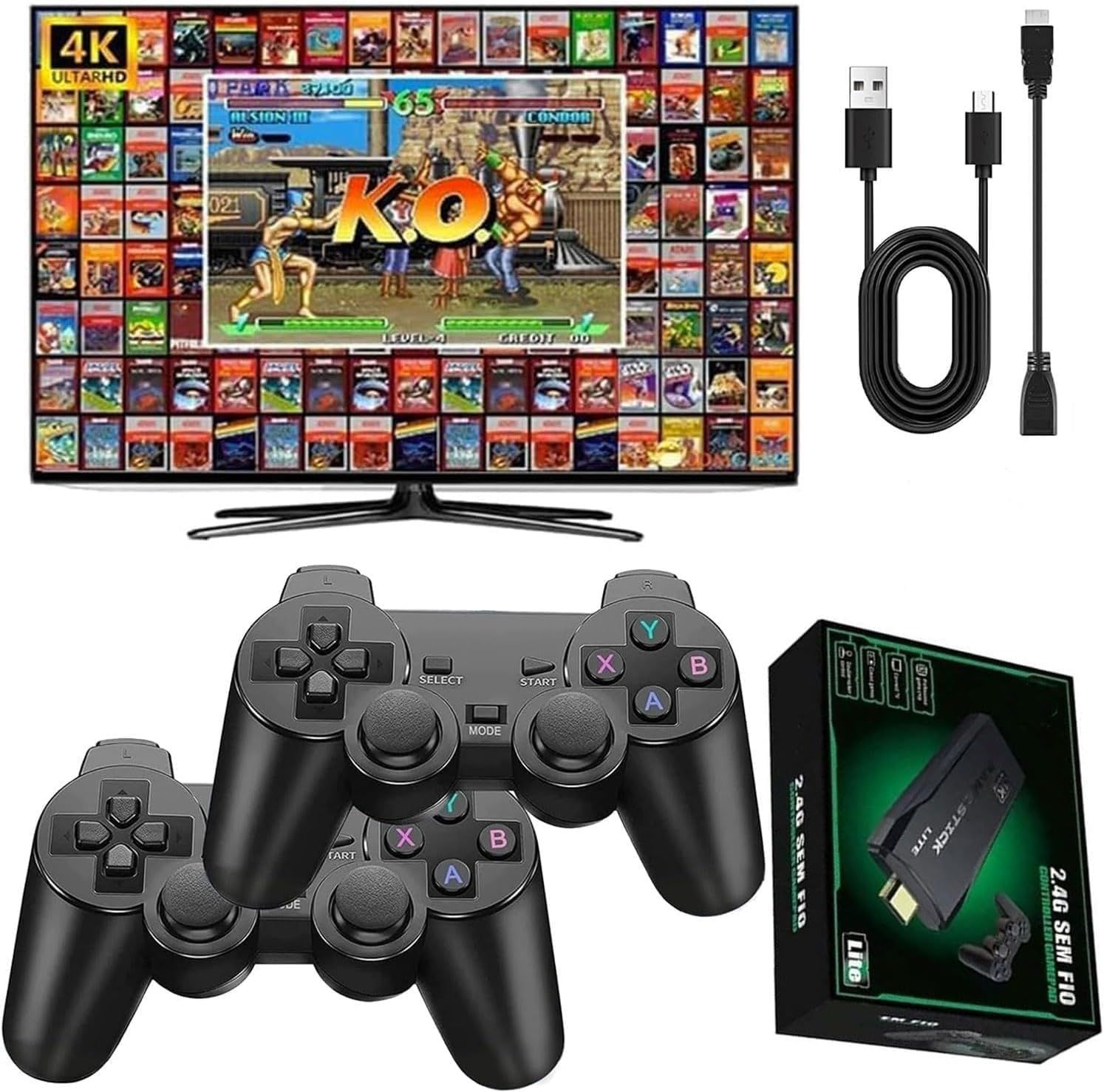 Retro Console Game Stick – konsola do gier z 2 padami, ponad 21 700 gier, wersja domowa